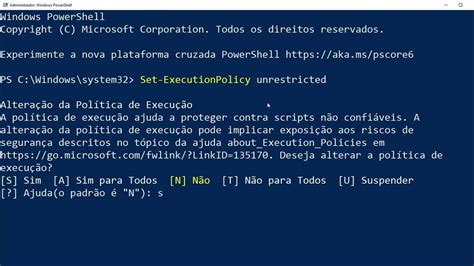 Permitir a execução de scripts no PowerShell do Windows 10